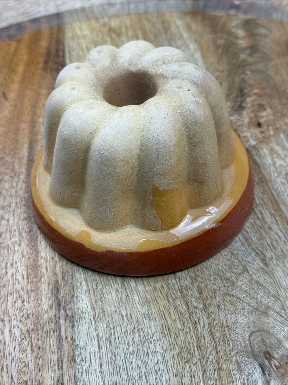 Vintage Terracotta Gugelhupf Mini Bundt Mold Brown Glazed Pottery